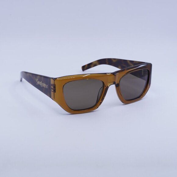🕶️ New Saint Laurent SL740 002 Sunglasses - Transparent Brown/Havana Frame - Picture 1 of 10